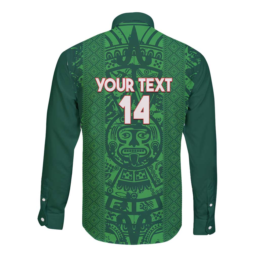 Custom Mexico Football Long Sleeve Button Shirt 2025 El Tri Champions Green Color - Wonder Print Shop