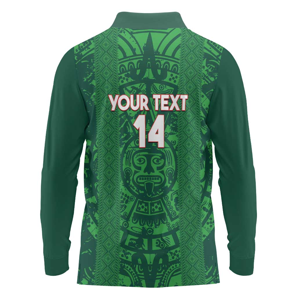 Custom Mexico Football Long Sleeve Polo Shirt 2025 El Tri Champions Green Color - Wonder Print Shop