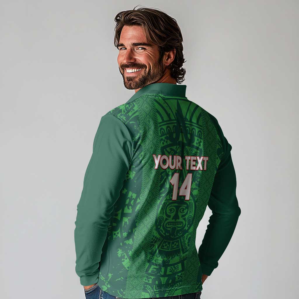 Custom Mexico Football Long Sleeve Polo Shirt 2025 El Tri Champions Green Color - Wonder Print Shop