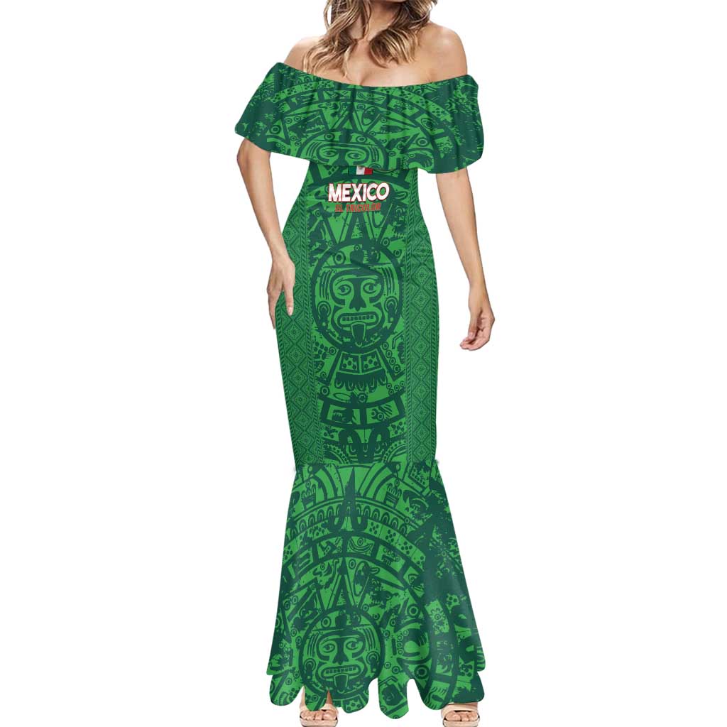Custom Mexico Football Mermaid Dress 2025 El Tri Champions Green Color - Wonder Print Shop