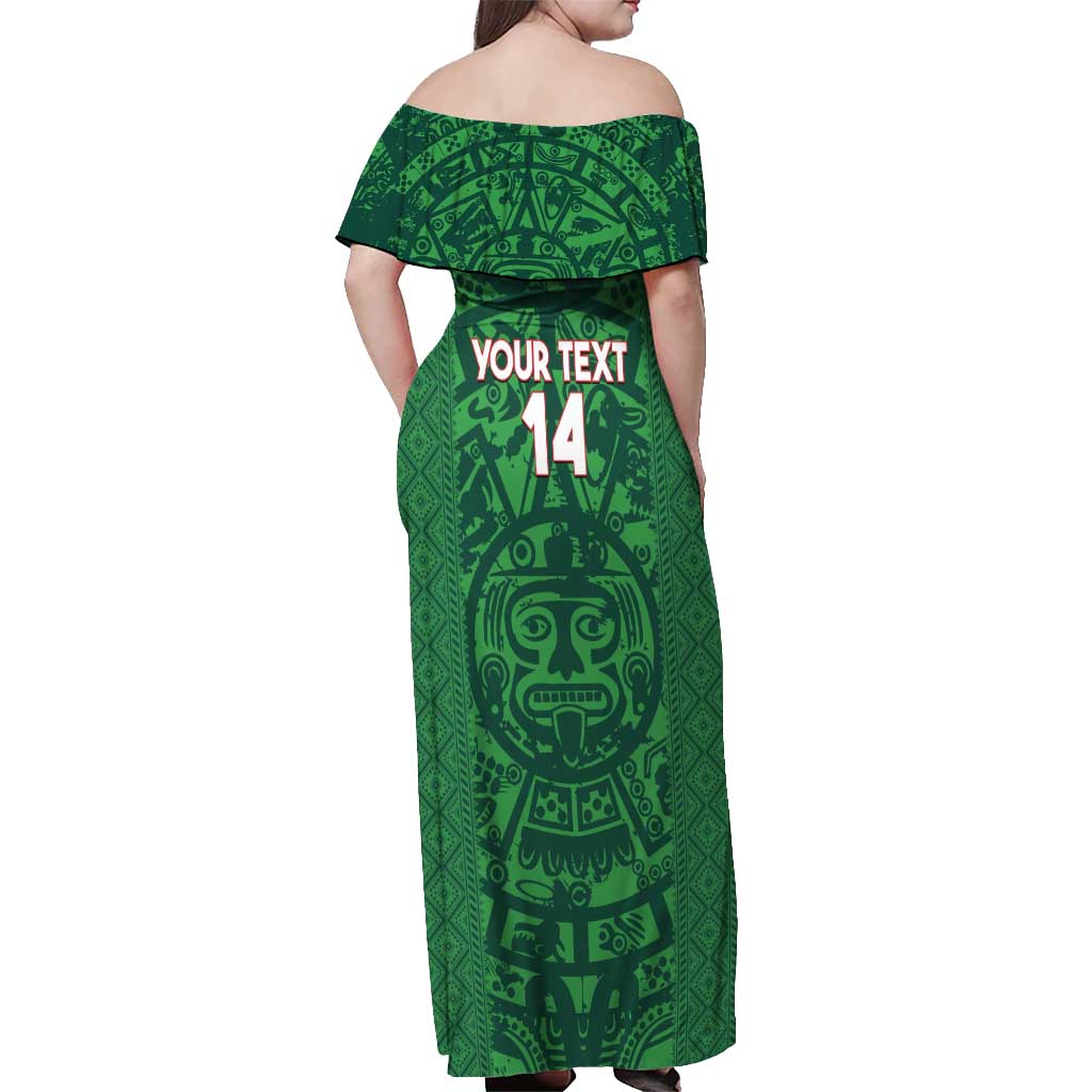 Custom Mexico Football Off Shoulder Maxi Dress 2025 El Tri Champions Green Color - Wonder Print Shop