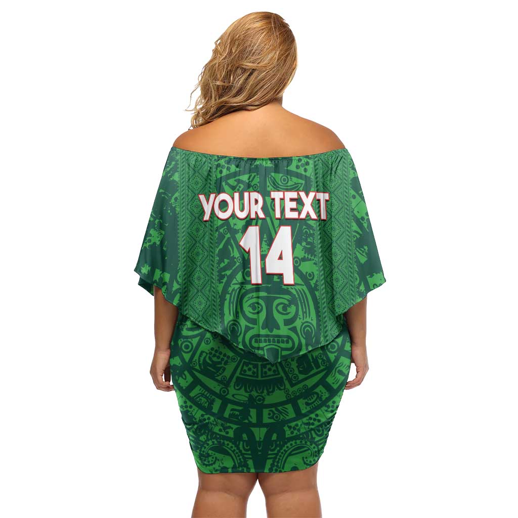 Custom Mexico Football Off Shoulder Short Dress 2025 El Tri Champions Green Color - Wonder Print Shop