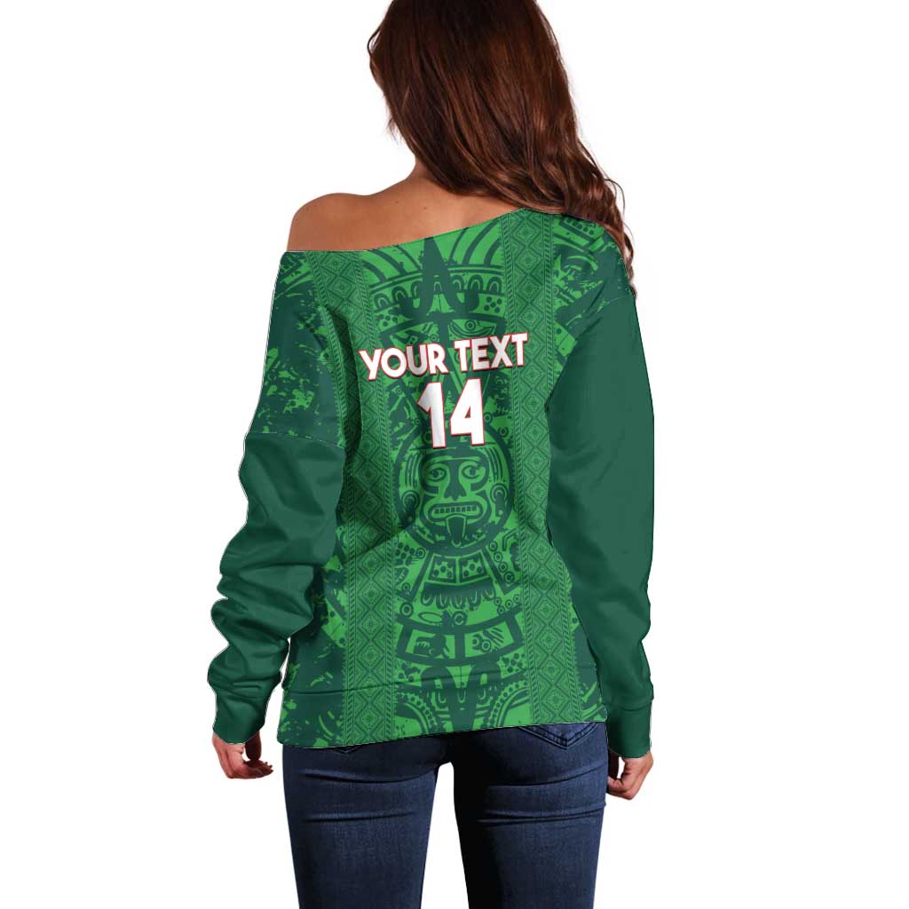 Custom Mexico Football Off Shoulder Sweater 2025 El Tri Champions Green Color - Wonder Print Shop