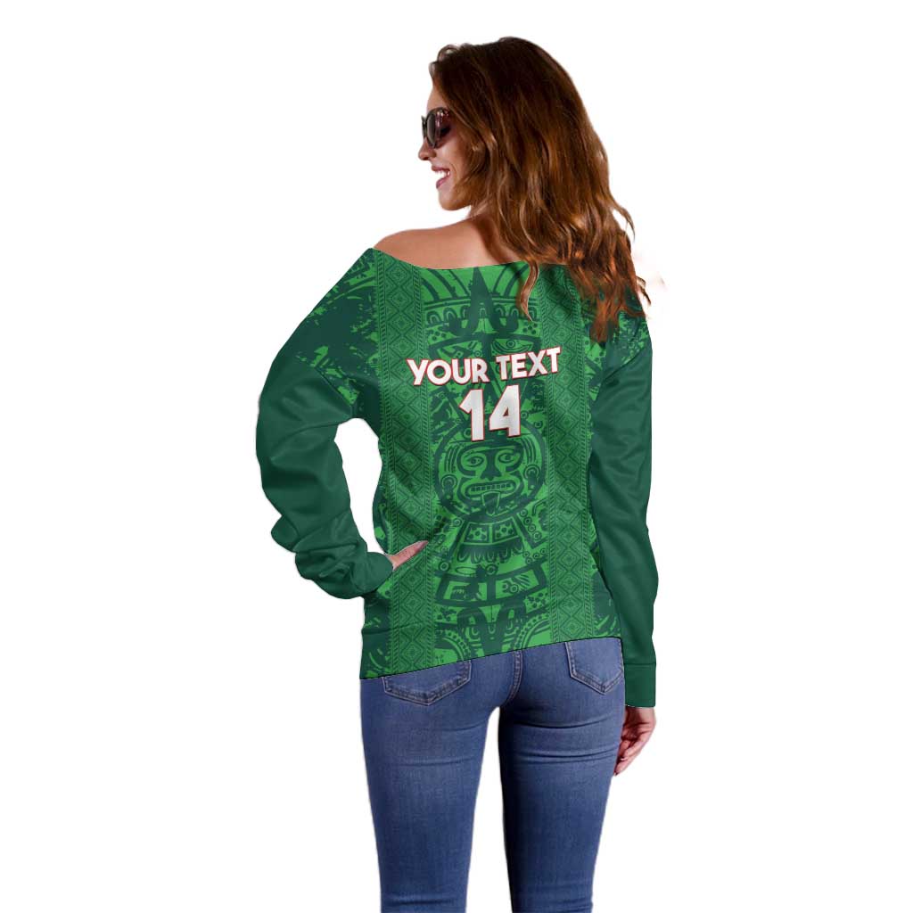 Custom Mexico Football Off Shoulder Sweater 2025 El Tri Champions Green Color - Wonder Print Shop