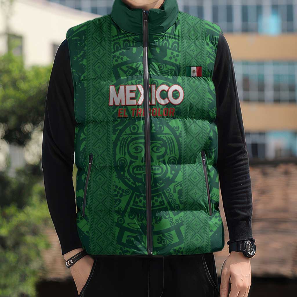 Custom Mexico Football Sleeveless Puffer Jacket 2025 El Tri Champions Green Color - Wonder Print Shop