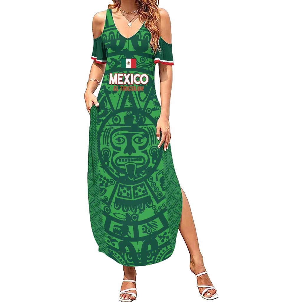 Custom Mexico Football Summer Maxi Dress 2025 El Tri Champions Green Color - Wonder Print Shop