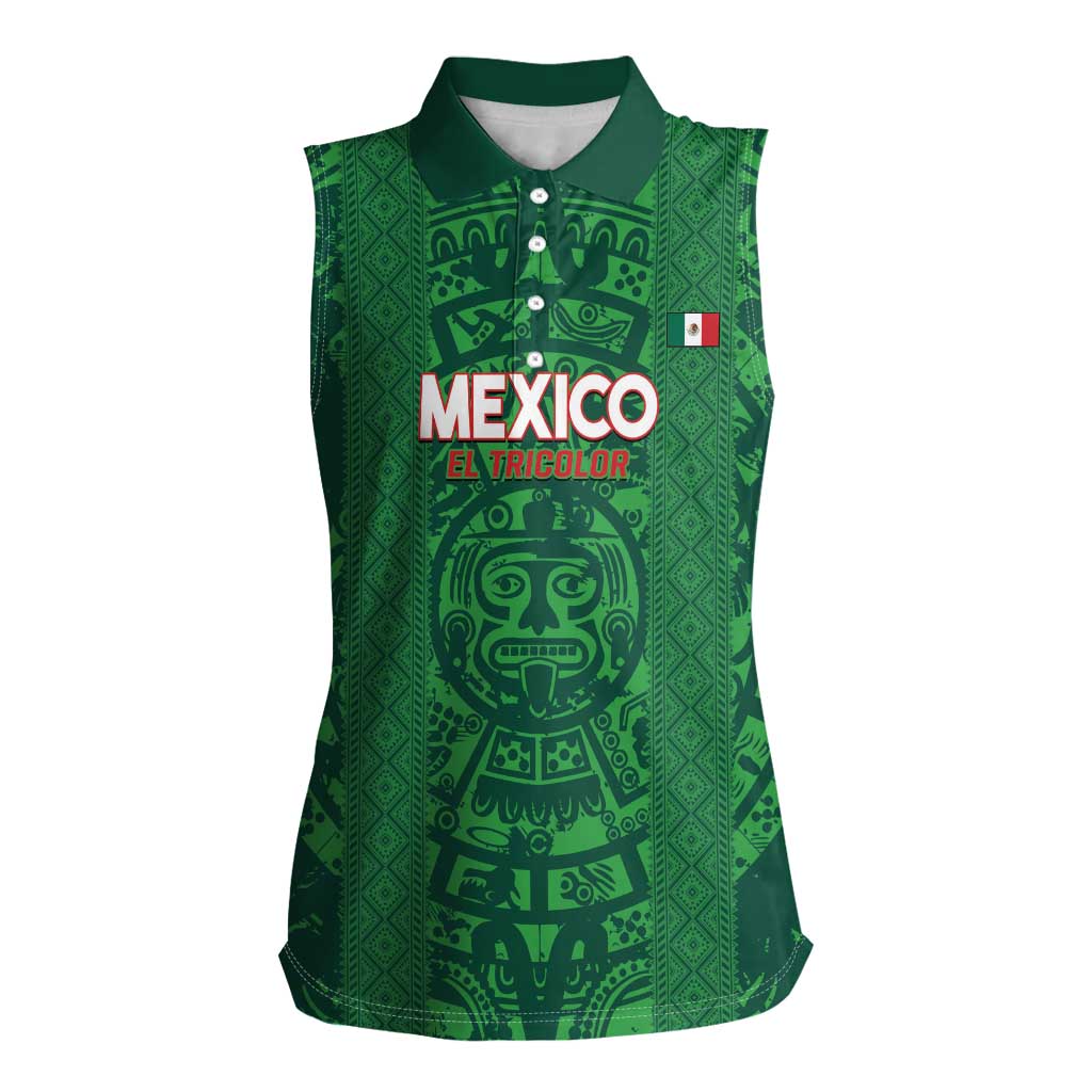 Custom Mexico Football Women Sleeveless Polo Shirt 2025 El Tri Champions Green Color - Wonder Print Shop