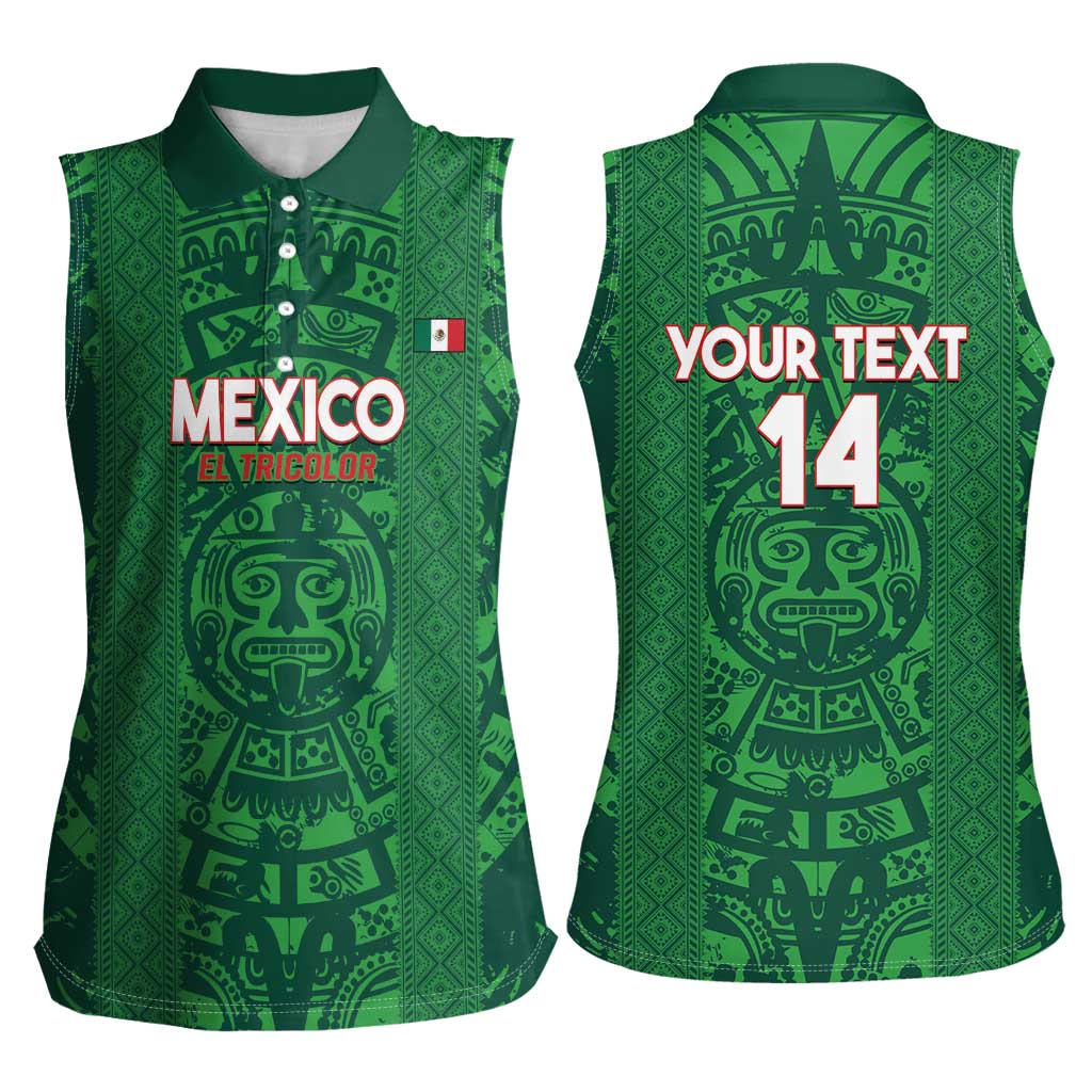 Custom Mexico Football Women Sleeveless Polo Shirt 2025 El Tri Champions Green Color - Wonder Print Shop