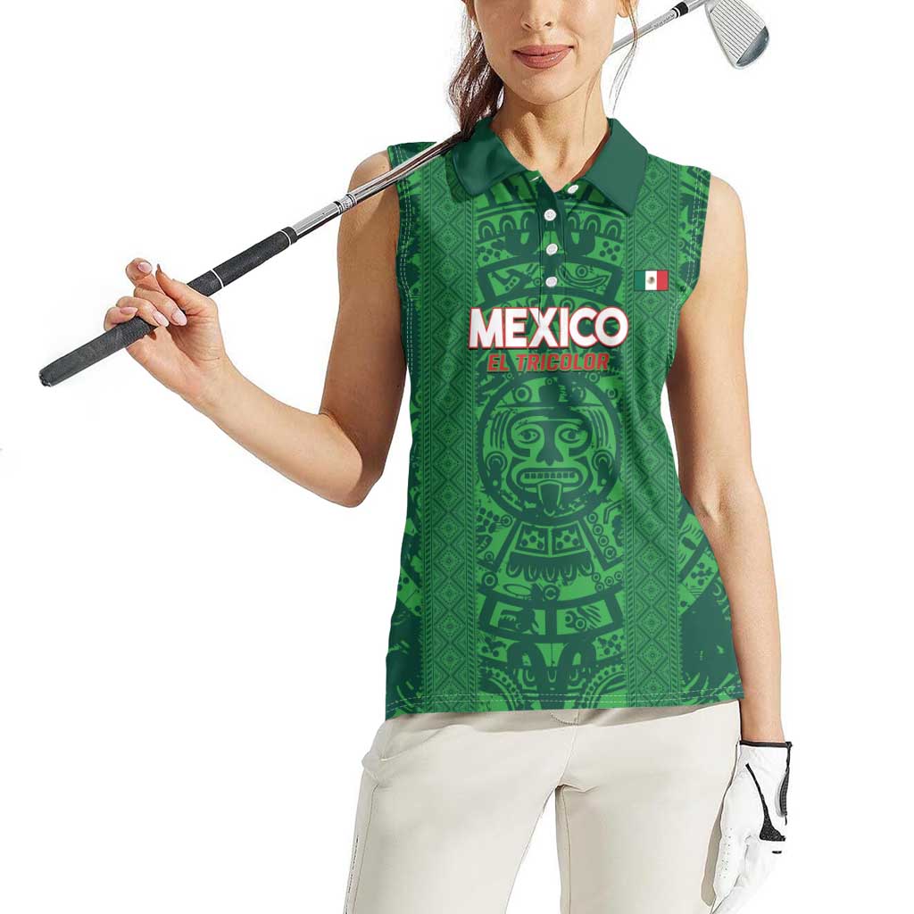 Custom Mexico Football Women Sleeveless Polo Shirt 2025 El Tri Champions Green Color - Wonder Print Shop