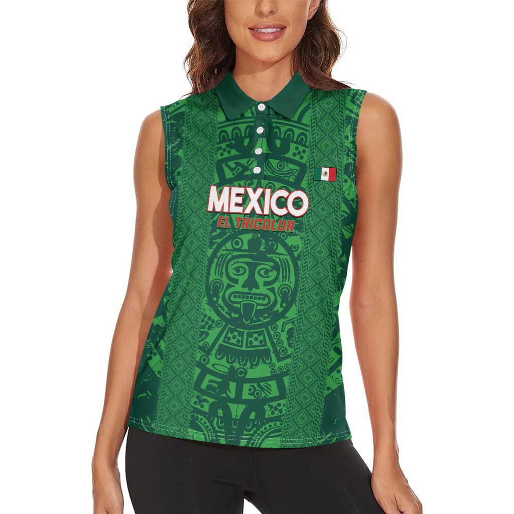 Custom Mexico Football Women Sleeveless Polo Shirt 2025 El Tri Champions Green Color - Wonder Print Shop