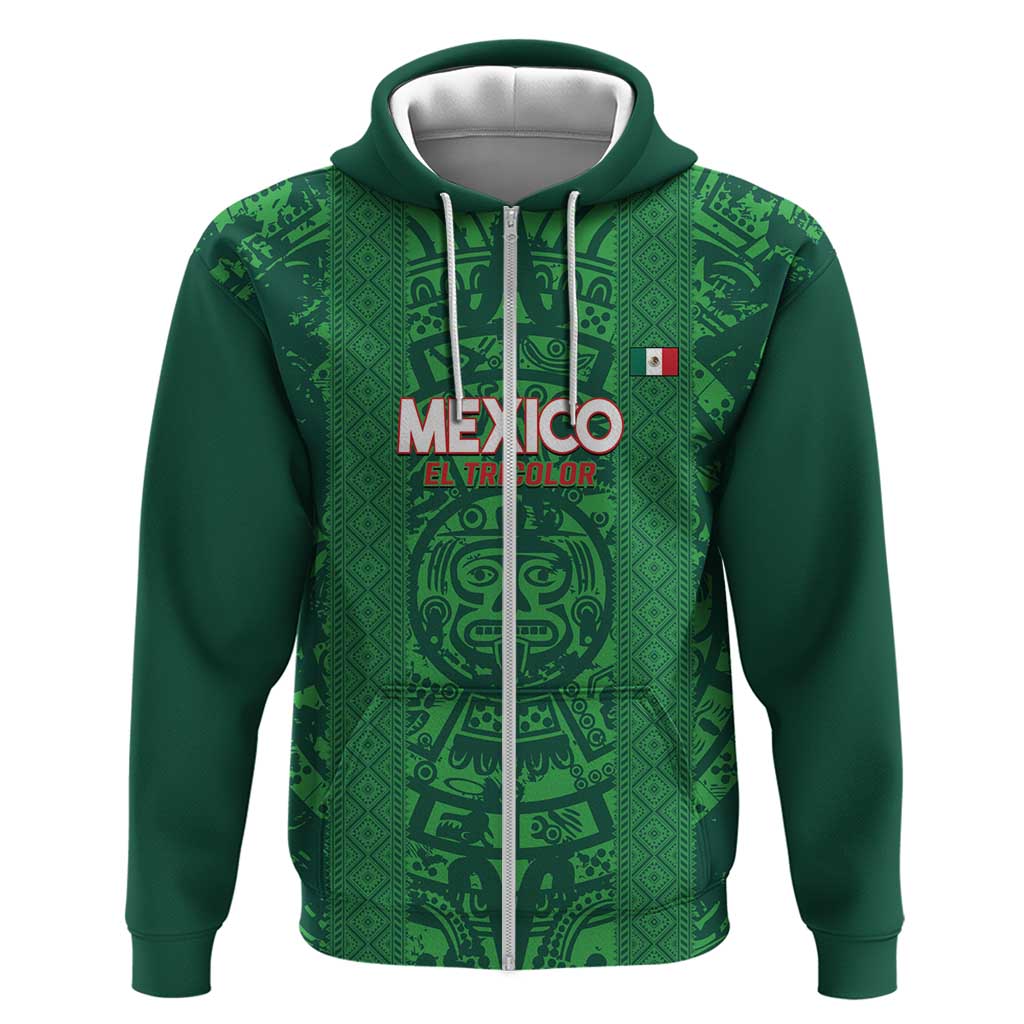 Custom Mexico Football Zip Hoodie 2025 El Tri Champions Green Color - Wonder Print Shop