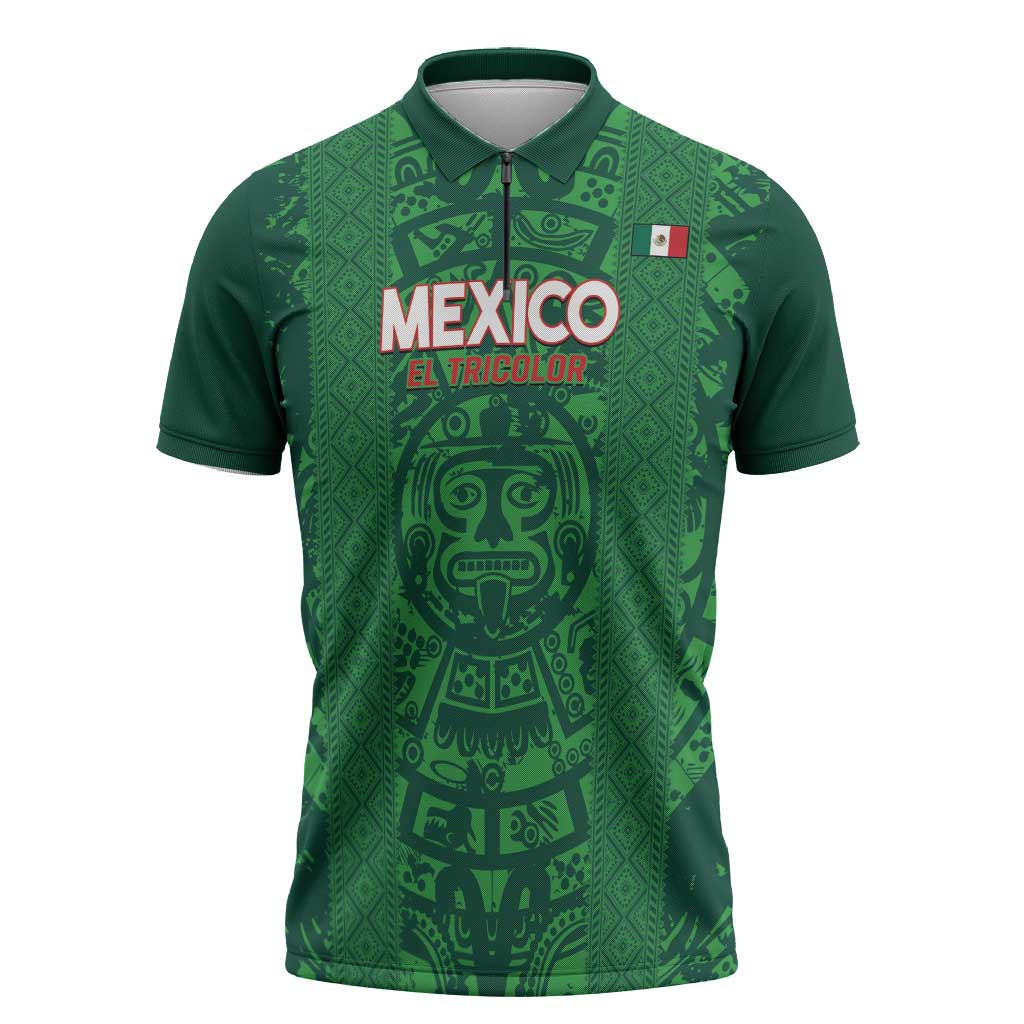 Custom Mexico Football Zipper Polo Shirt 2025 El Tri Champions Green Color - Wonder Print Shop