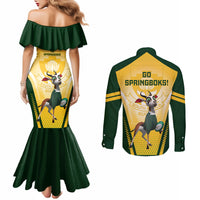 south-africa-rugby-couples-matching-mermaid-dress-and-long-sleeve-button-shirts-2023-world-cup-springboks-mascot