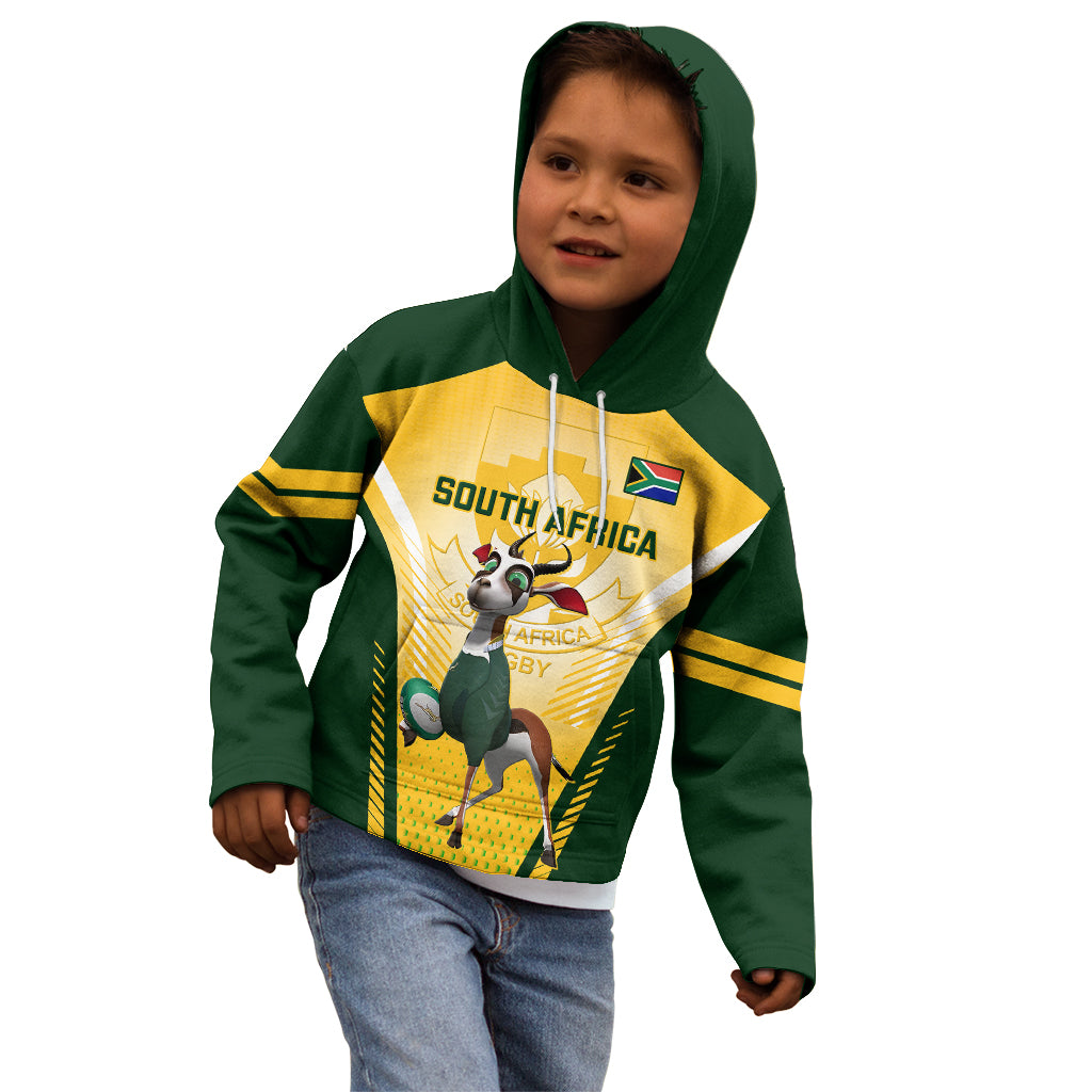 South Africa Rugby Kid Hoodie 2023 World Cup Springboks Mascot - Wonder Print Shop