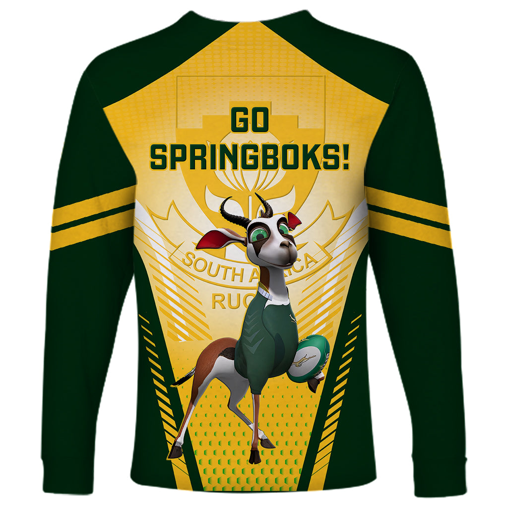 South Africa Rugby Long Sleeve Shirt 2023 World Cup Springboks Mascot - Wonder Print Shop