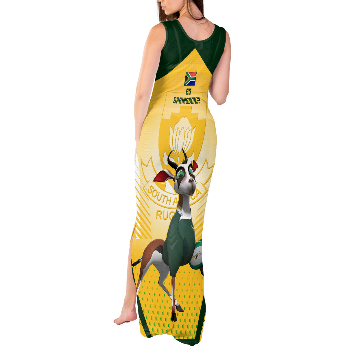 South Africa Rugby Tank Maxi Dress 2023 World Cup Springboks Mascot - Wonder Print Shop