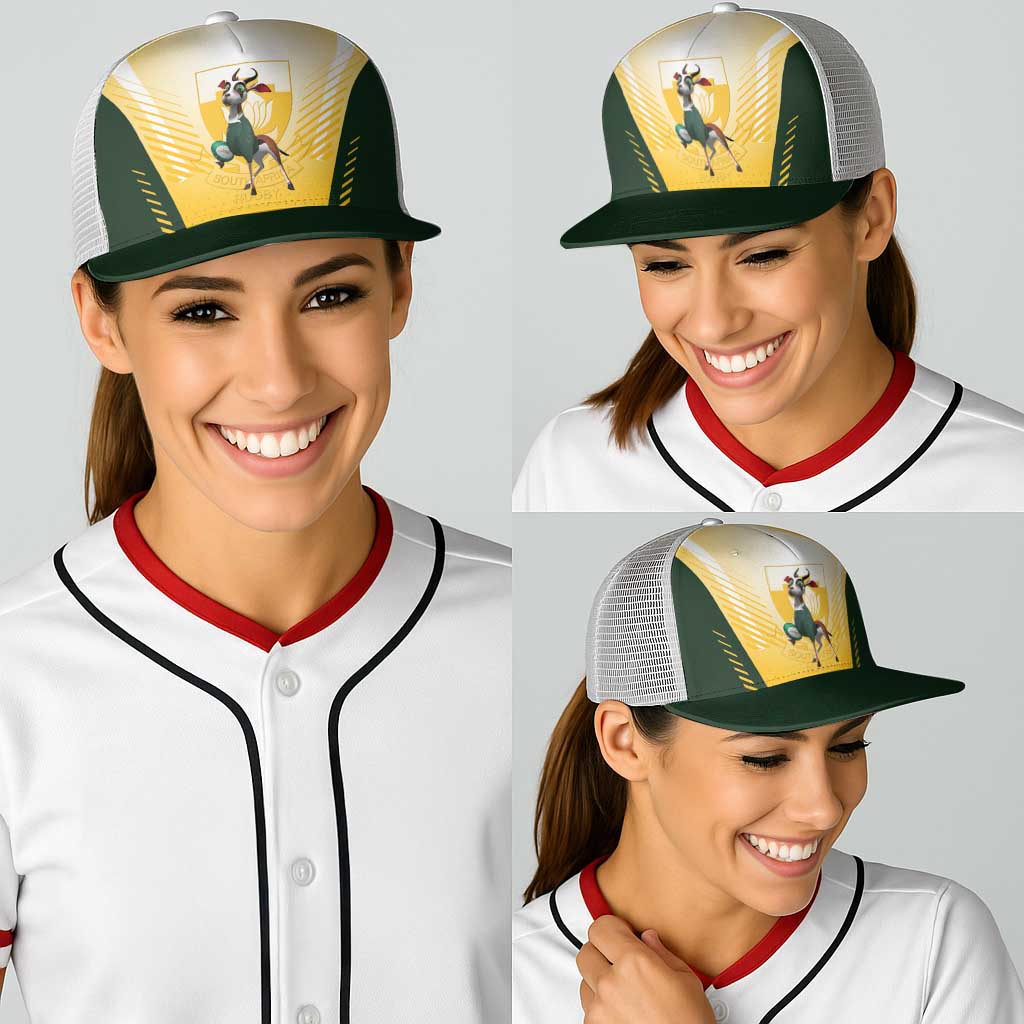South Africa Rugby Baseball Net Cap Springboks Mascot Sporty Style