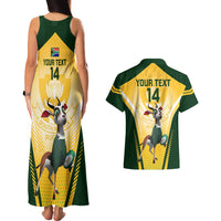 Custom South Africa Rugby Couples Matching Tank Maxi Dress and Hawaiian Shirt 2023 World Cup Springboks Mascot - Wonder Print Shop