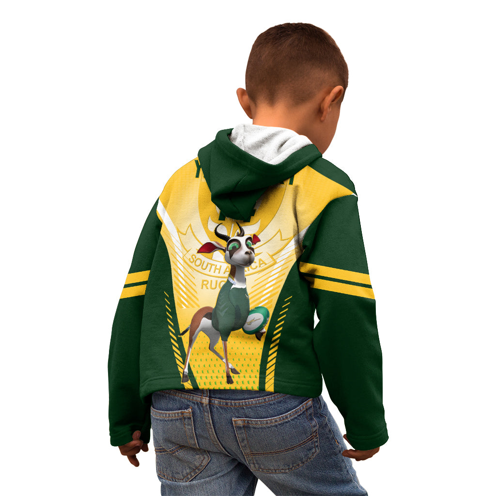 Custom South Africa Rugby Kid Hoodie 2023 World Cup Springboks Mascot - Wonder Print Shop