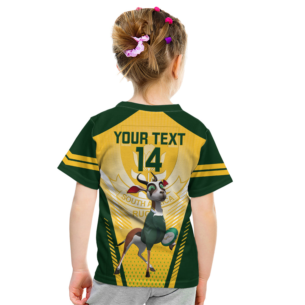 Custom South Africa Rugby Kid T Shirt 2023 World Cup Springboks Mascot - Wonder Print Shop
