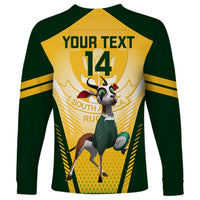 Custom South Africa Rugby Long Sleeve Shirt 2023 World Cup Springboks Mascot - Wonder Print Shop