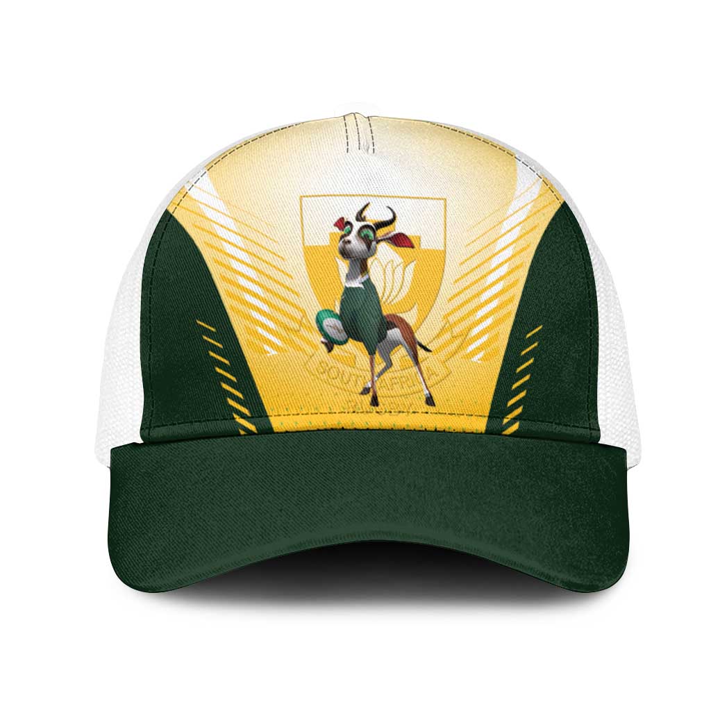 South Africa Rugby Mesh Trucker Cap Springboks Mascot Sporty Style