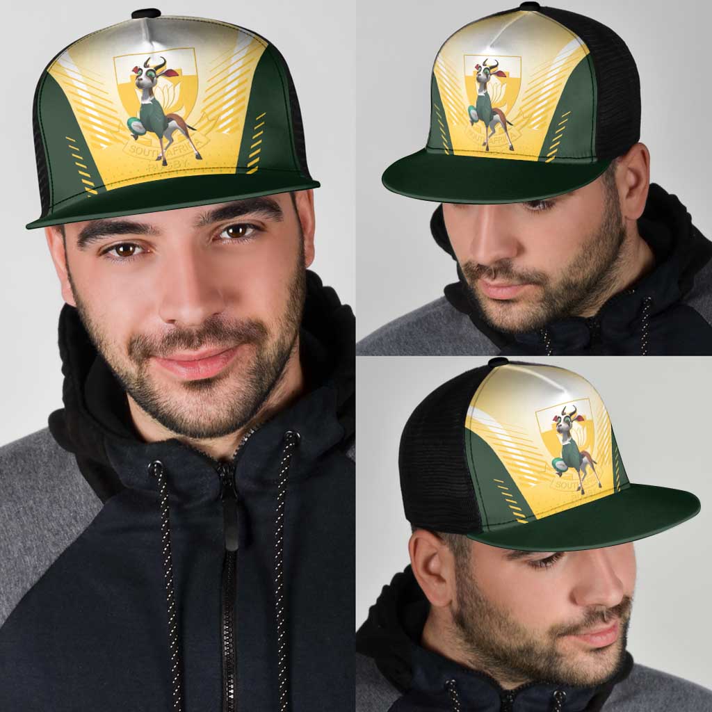 South Africa Rugby Mesh Trucker Cap Springboks Mascot Sporty Style