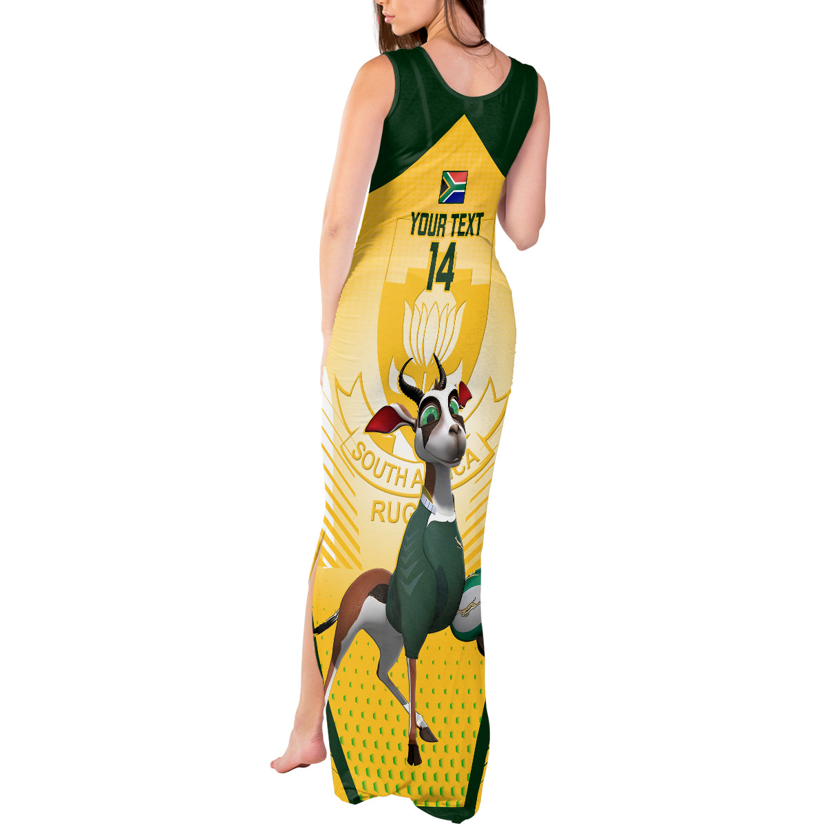 Custom South Africa Rugby Tank Maxi Dress 2023 World Cup Springboks Mascot - Wonder Print Shop