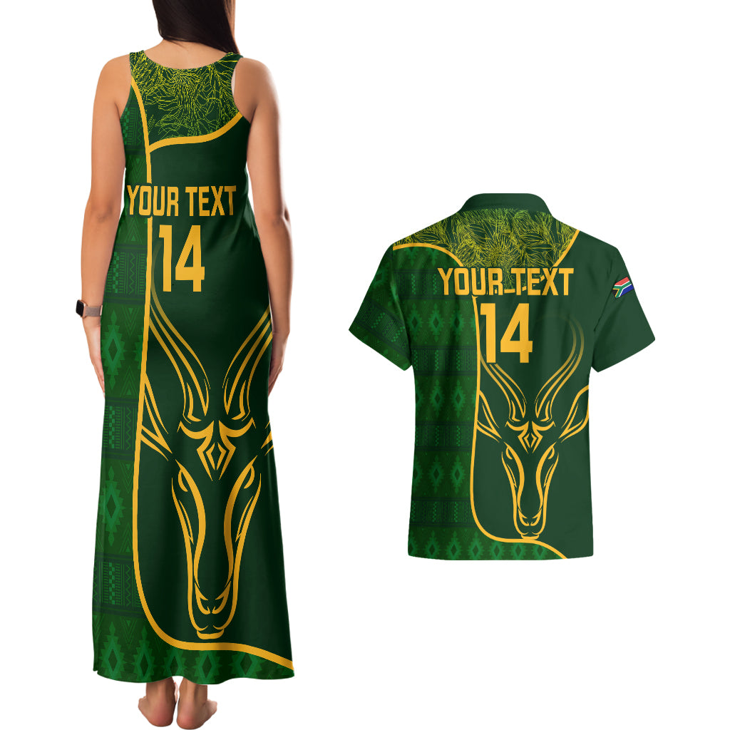 Custom South Africa Rugby Couples Matching Tank Maxi Dress and Hawaiian Shirt 2023 Go Champions Springboks With Protea - Wonder Print Shop