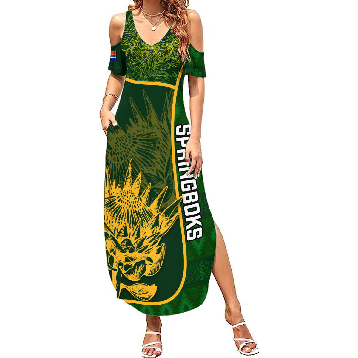 Custom South Africa Rugby Summer Maxi Dress 2023 Go Champions Springboks With Protea - Wonder Print Shop