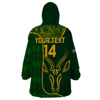 Custom South Africa Rugby Wearable Blanket Hoodie 2023 Go Champions Springboks With Protea - Wonder Print Shop