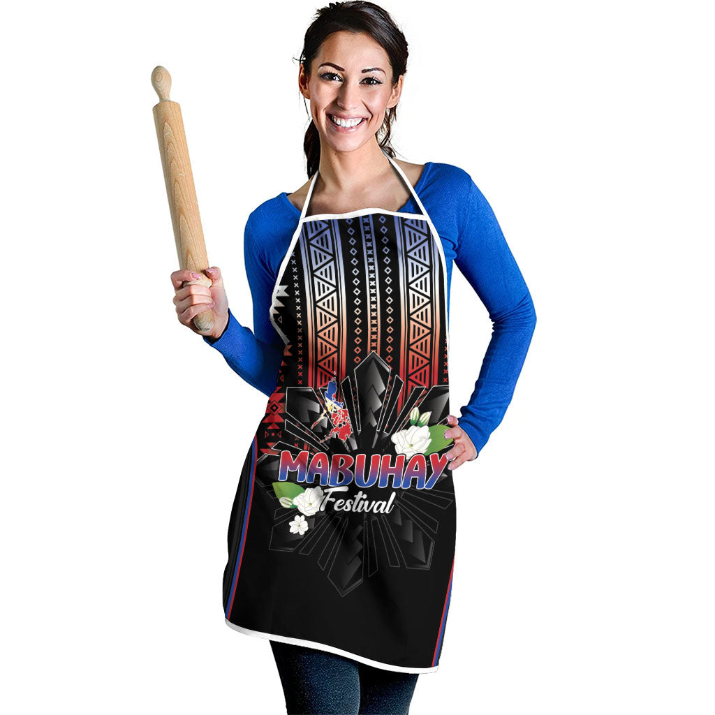 Mabuhay Philippines Festival Apron Filipino Map Sampaguita Igorot Pattern