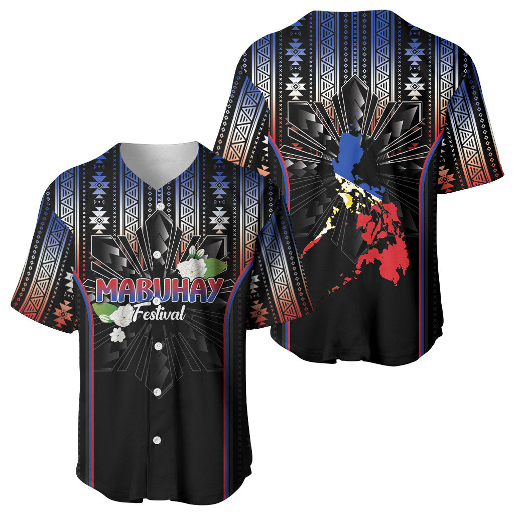 Mabuhay Philippines Festival Baseball Jersey Filipino Map Sampaguita Igorot Pattern