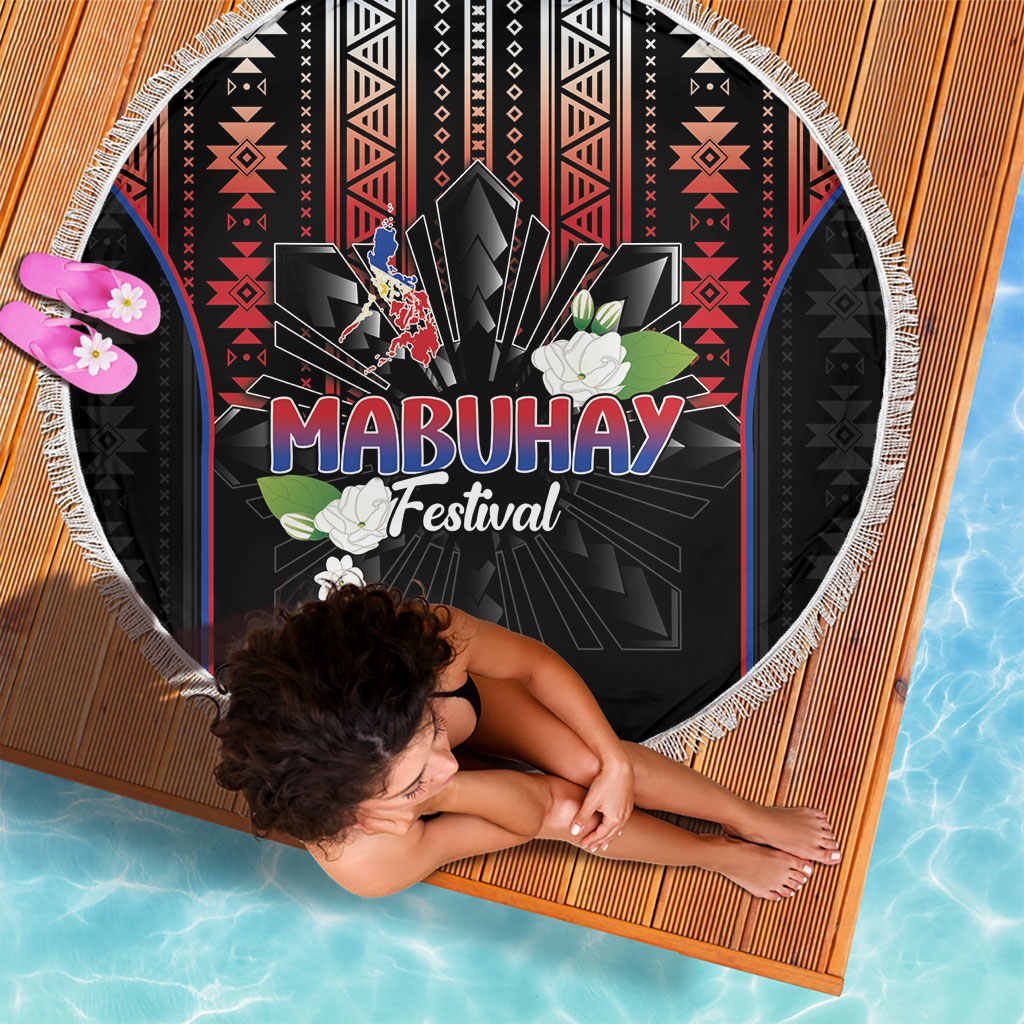 Mabuhay Philippines Festival Beach Blanket Filipino Map Sampaguita Igorot Pattern