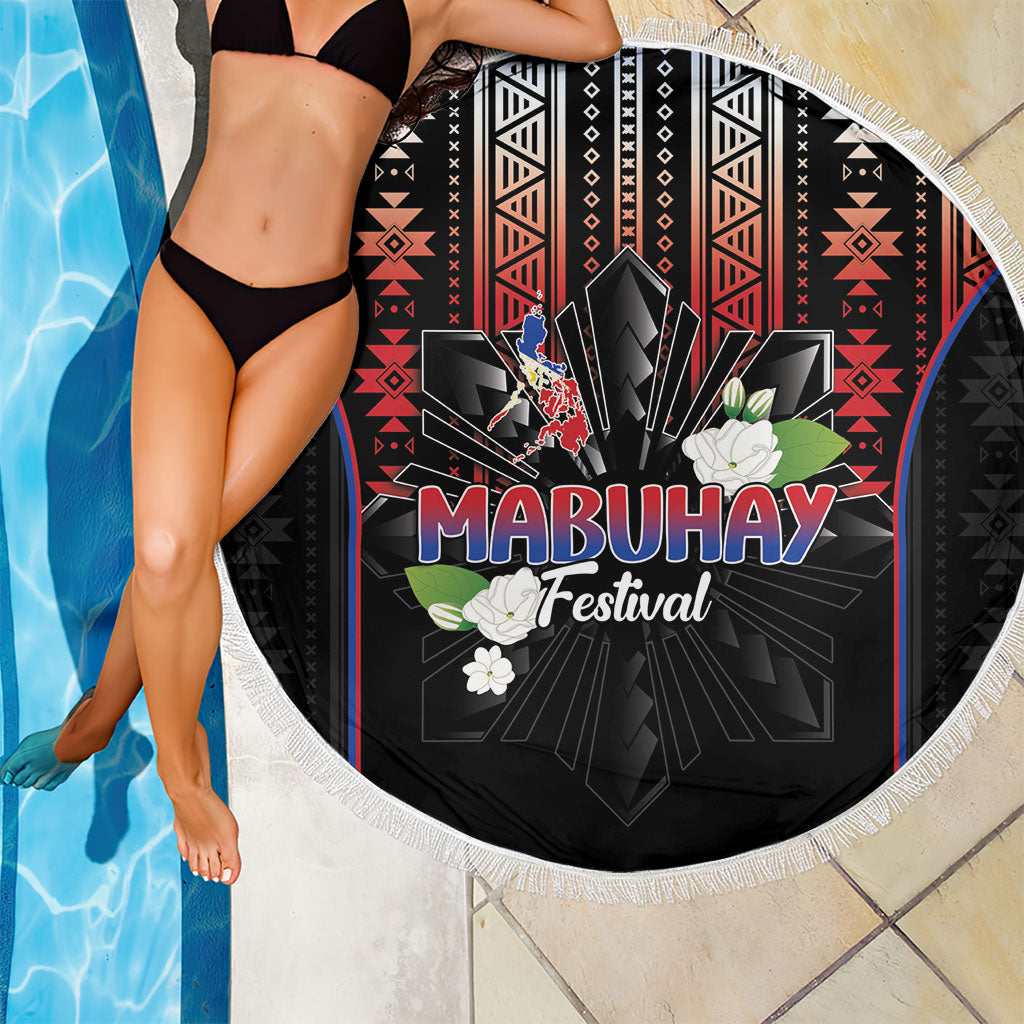 Mabuhay Philippines Festival Beach Blanket Filipino Map Sampaguita Igorot Pattern