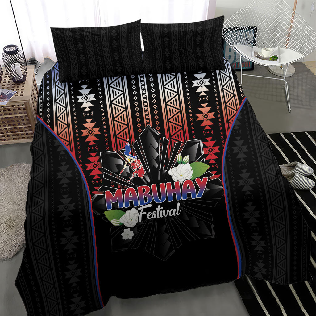 Mabuhay Philippines Festival Bedding Set Filipino Map Sampaguita Igorot Pattern