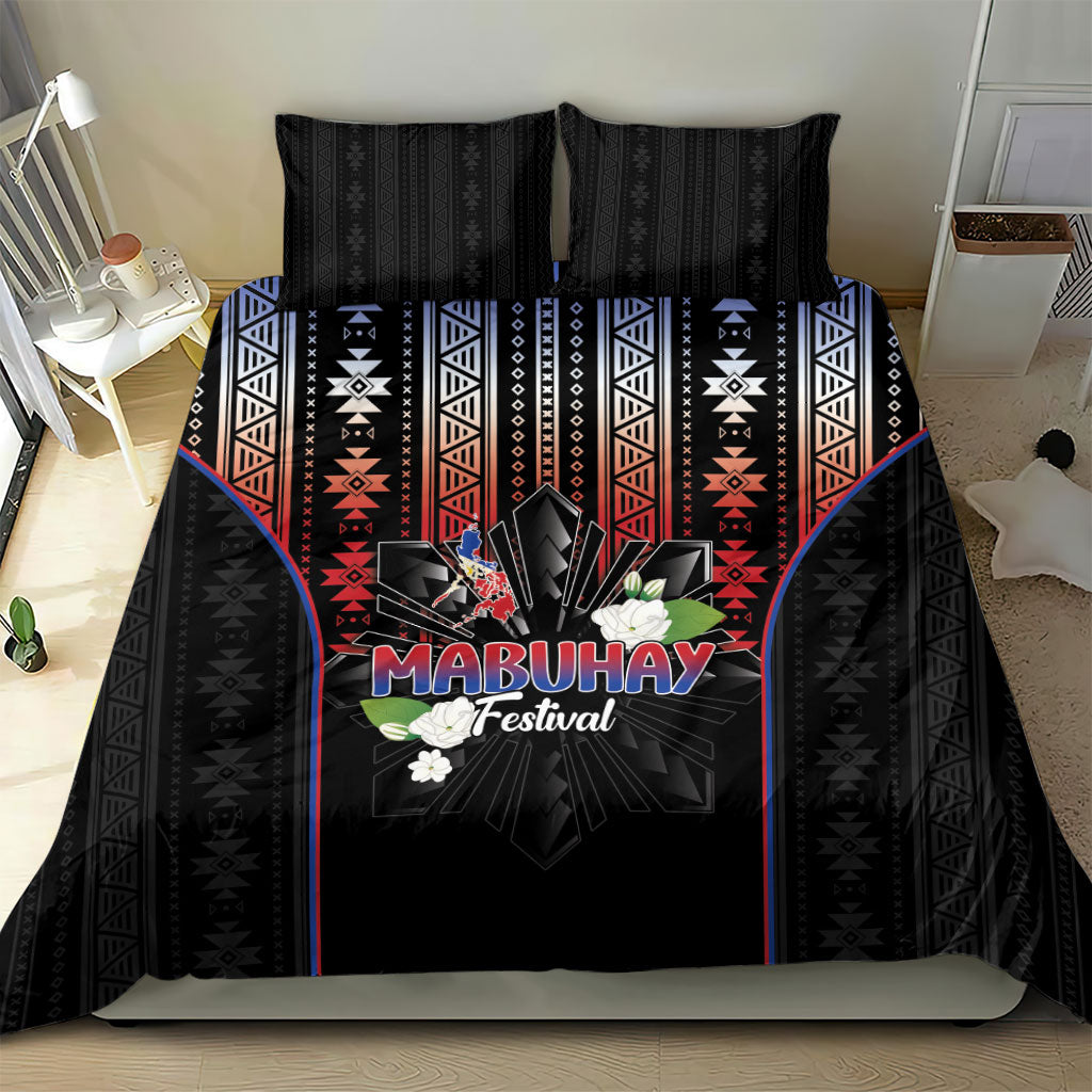 Mabuhay Philippines Festival Bedding Set Filipino Map Sampaguita Igorot Pattern