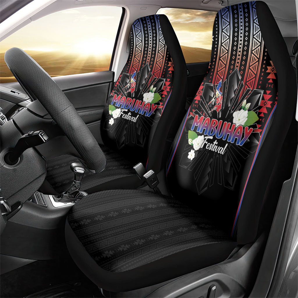 Mabuhay Philippines Festival Car Seat Cover Filipino Map Sampaguita Igorot Pattern