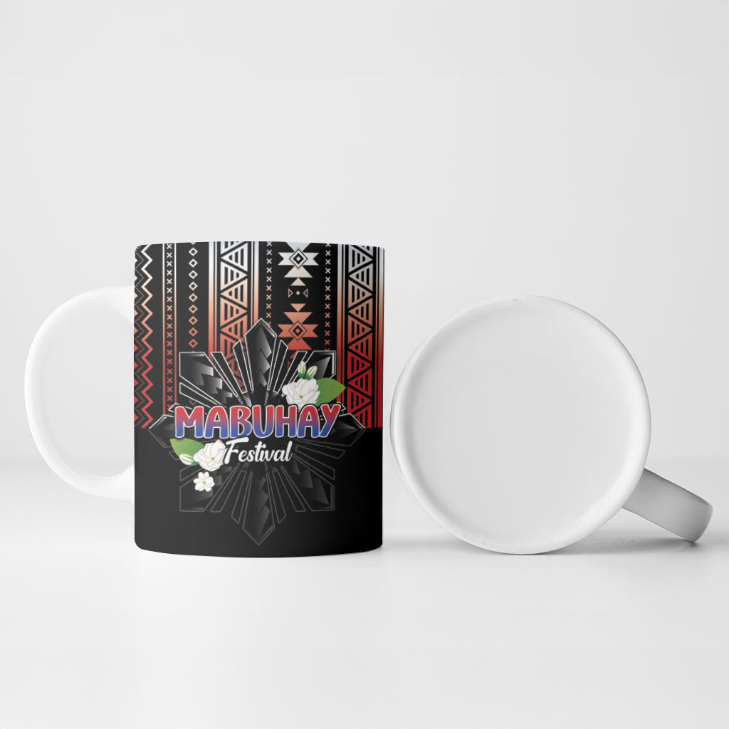 Mabuhay Philippines Festival Ceramic Mug Filipino Map Sampaguita Igorot Pattern