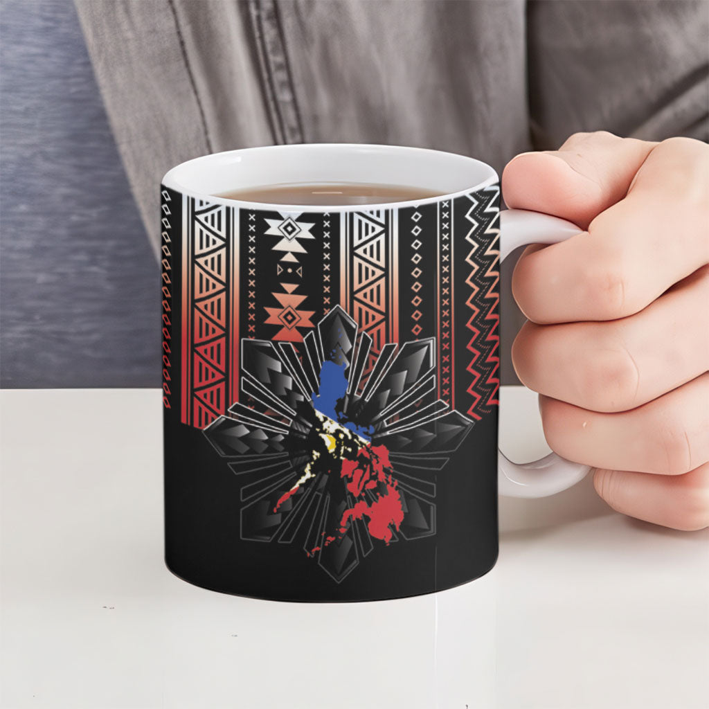 Mabuhay Philippines Festival Ceramic Mug Filipino Map Sampaguita Igorot Pattern