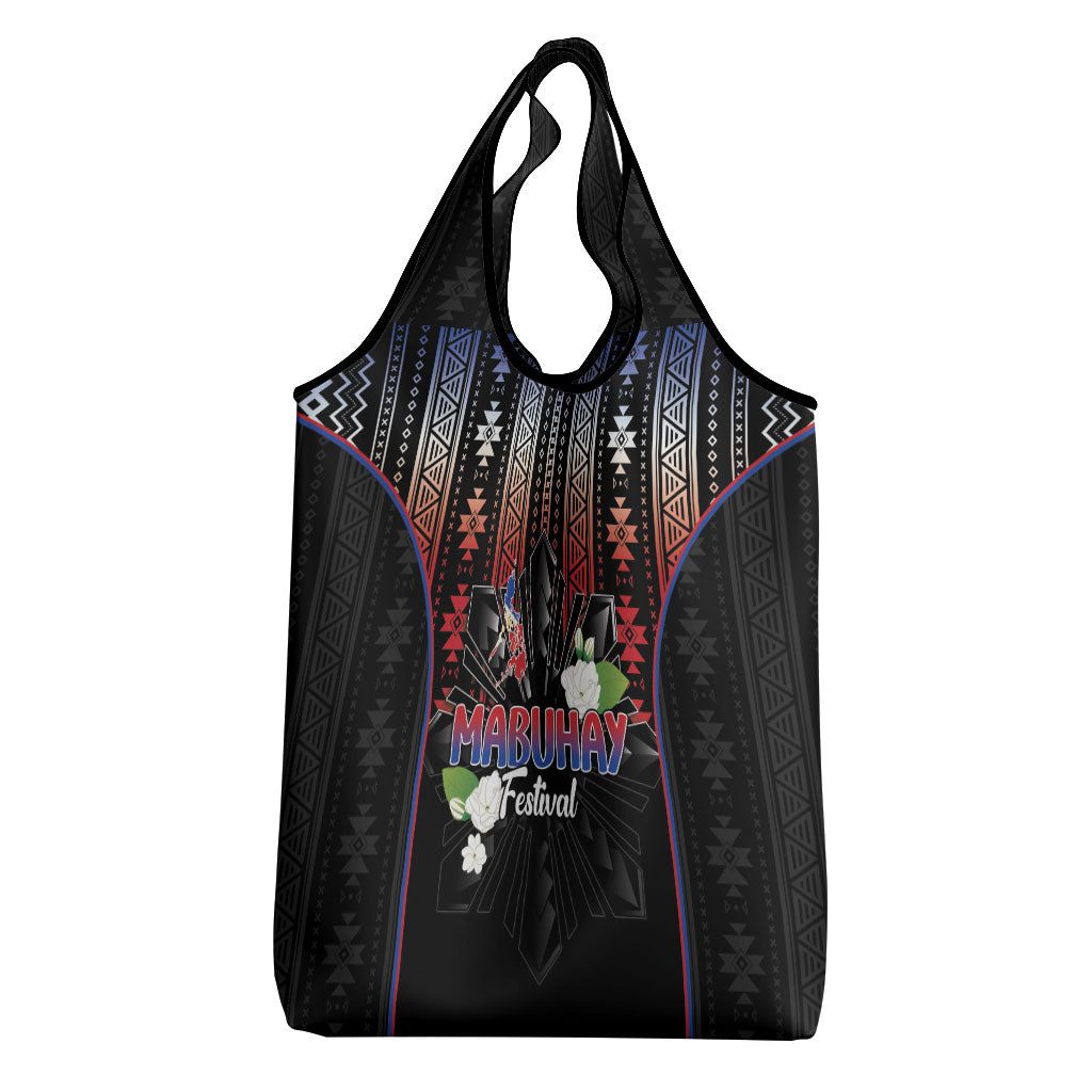 Mabuhay Philippines Festival Grocery Bag Filipino Map Sampaguita Igorot Pattern