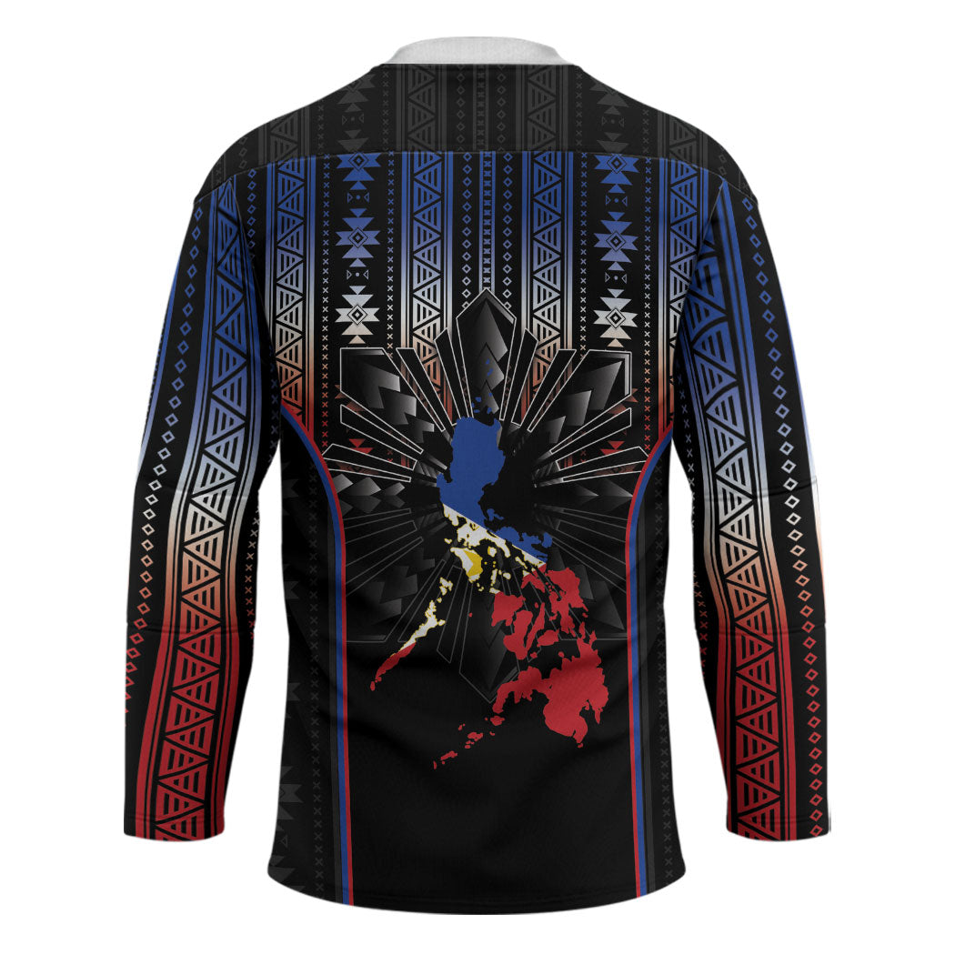 Mabuhay Philippines Festival Hockey Jersey Filipino Map Sampaguita Igorot Pattern