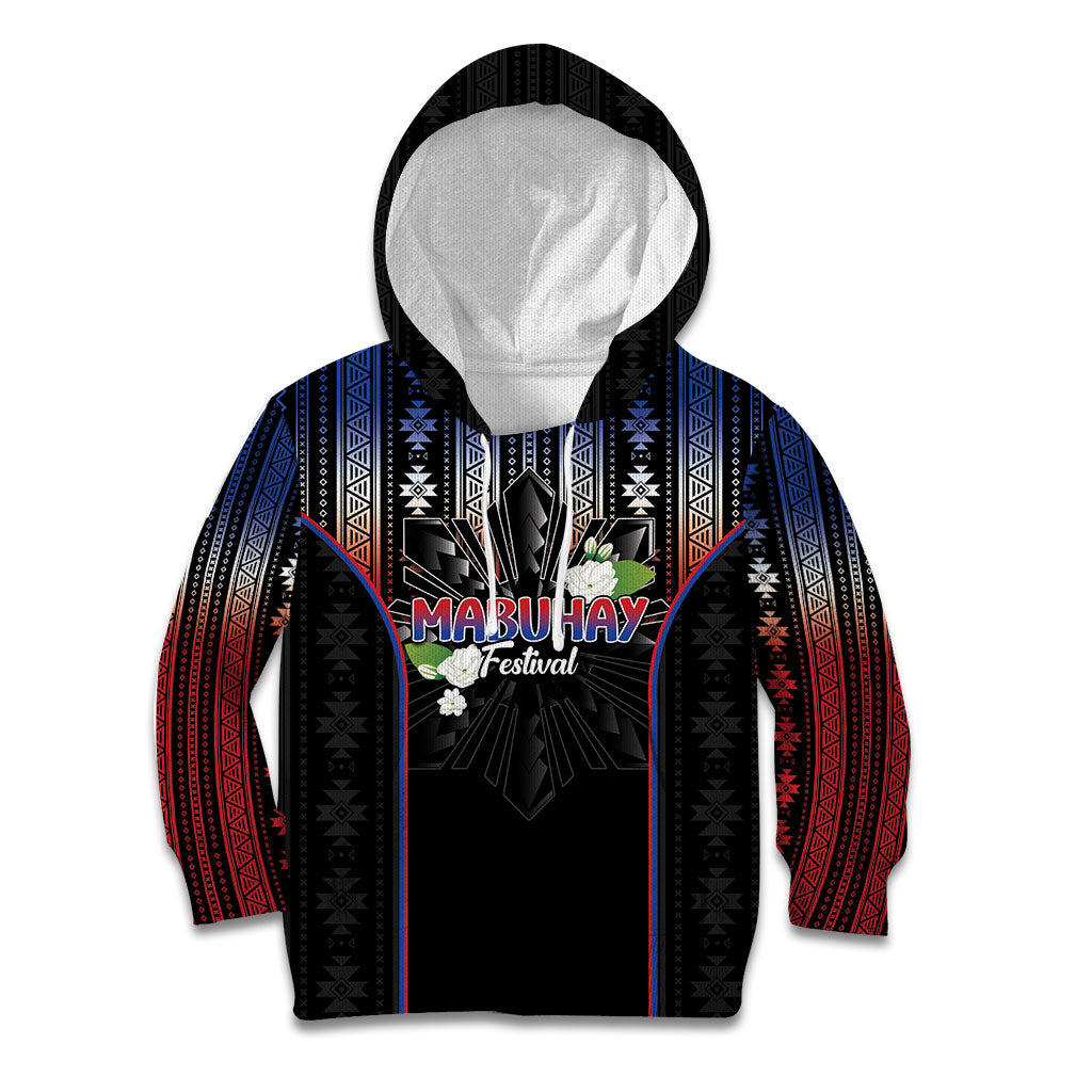 Mabuhay Philippines Festival Kid Hoodie Filipino Map Sampaguita Igorot Pattern