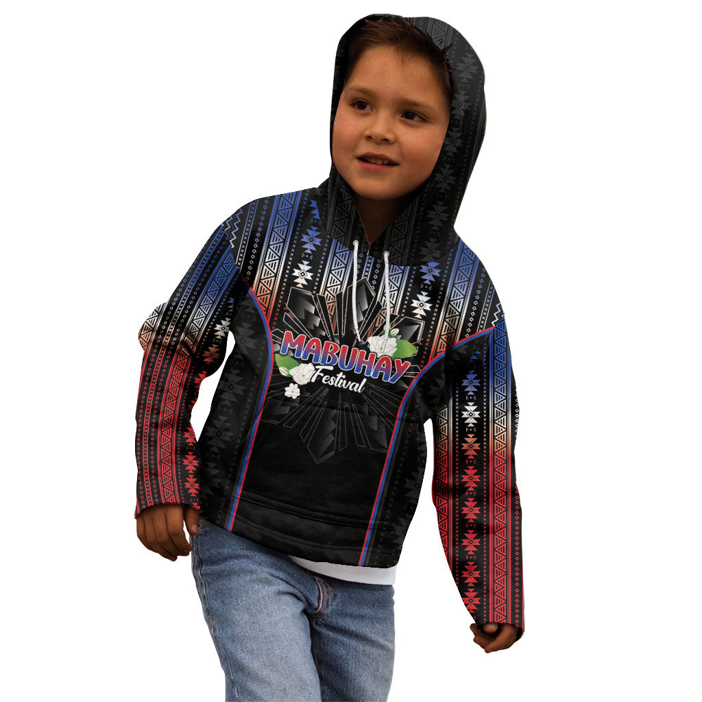Mabuhay Philippines Festival Kid Hoodie Filipino Map Sampaguita Igorot Pattern
