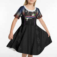 Mabuhay Philippines Festival Kid Short Sleeve Dress Filipino Map Sampaguita Igorot Pattern