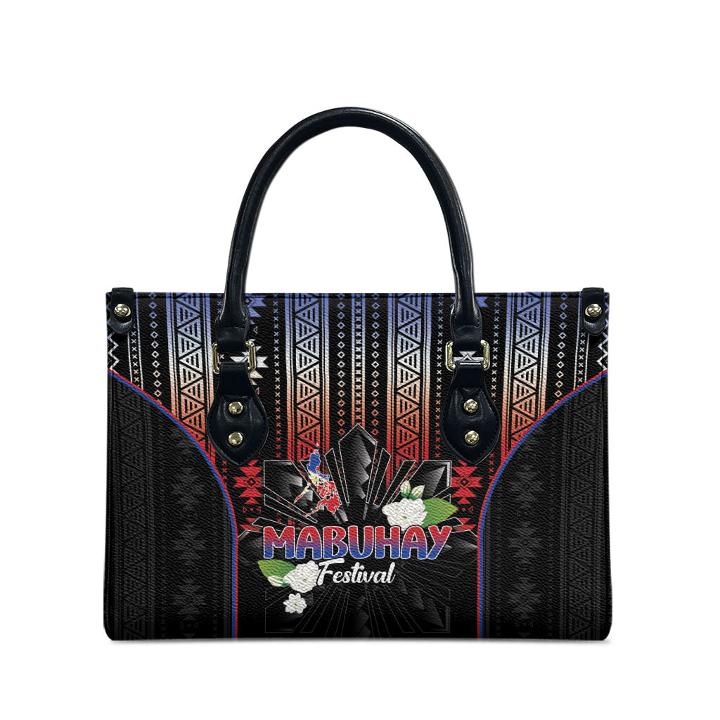 Mabuhay Philippines Festival Leather Bag Filipino Map Sampaguita Igorot Pattern