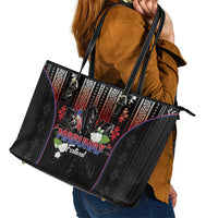 Mabuhay Philippines Festival Leather Tote Bag Filipino Map Sampaguita Igorot Pattern
