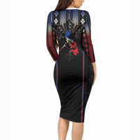 Mabuhay Philippines Festival Long Sleeve Bodycon Dress Filipino Map Sampaguita Igorot Pattern