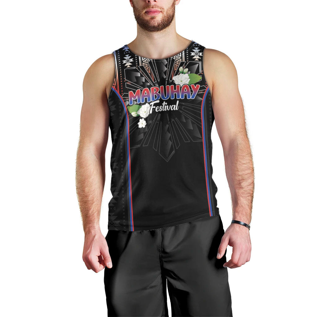 Mabuhay Philippines Festival Men Tank Top Filipino Map Sampaguita Igorot Pattern