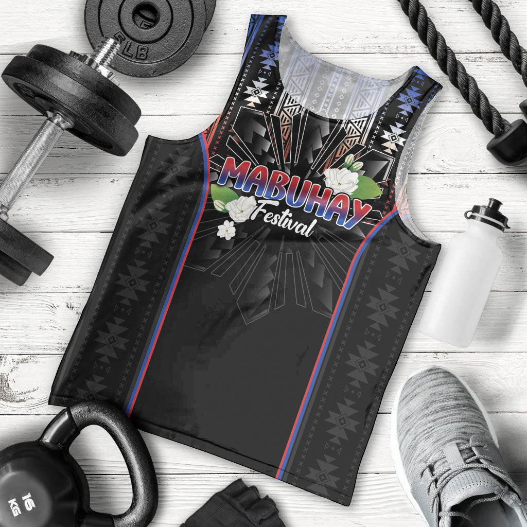 Mabuhay Philippines Festival Men Tank Top Filipino Map Sampaguita Igorot Pattern